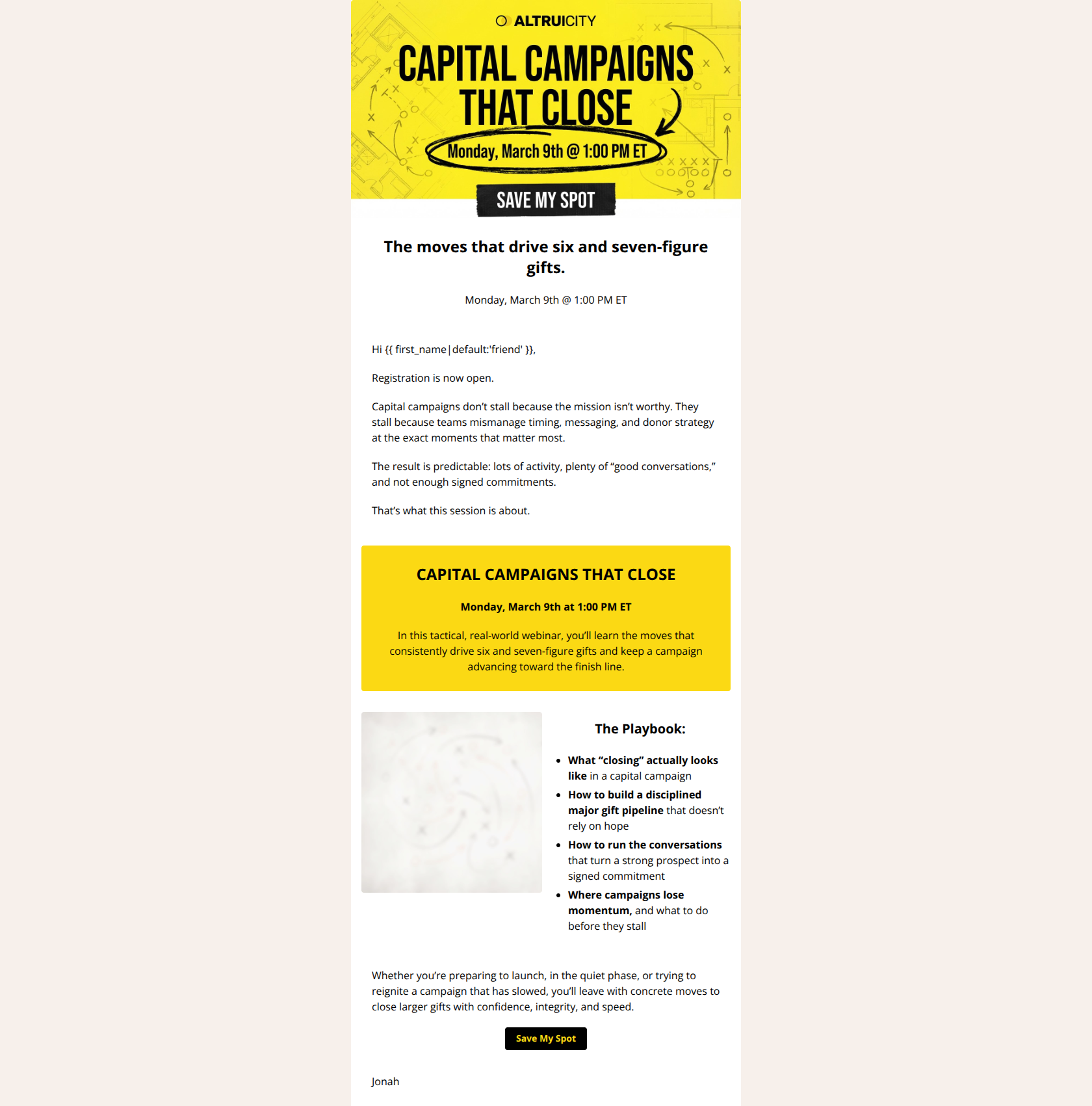 Email design: Registration Open: Capital Campaigns That Close