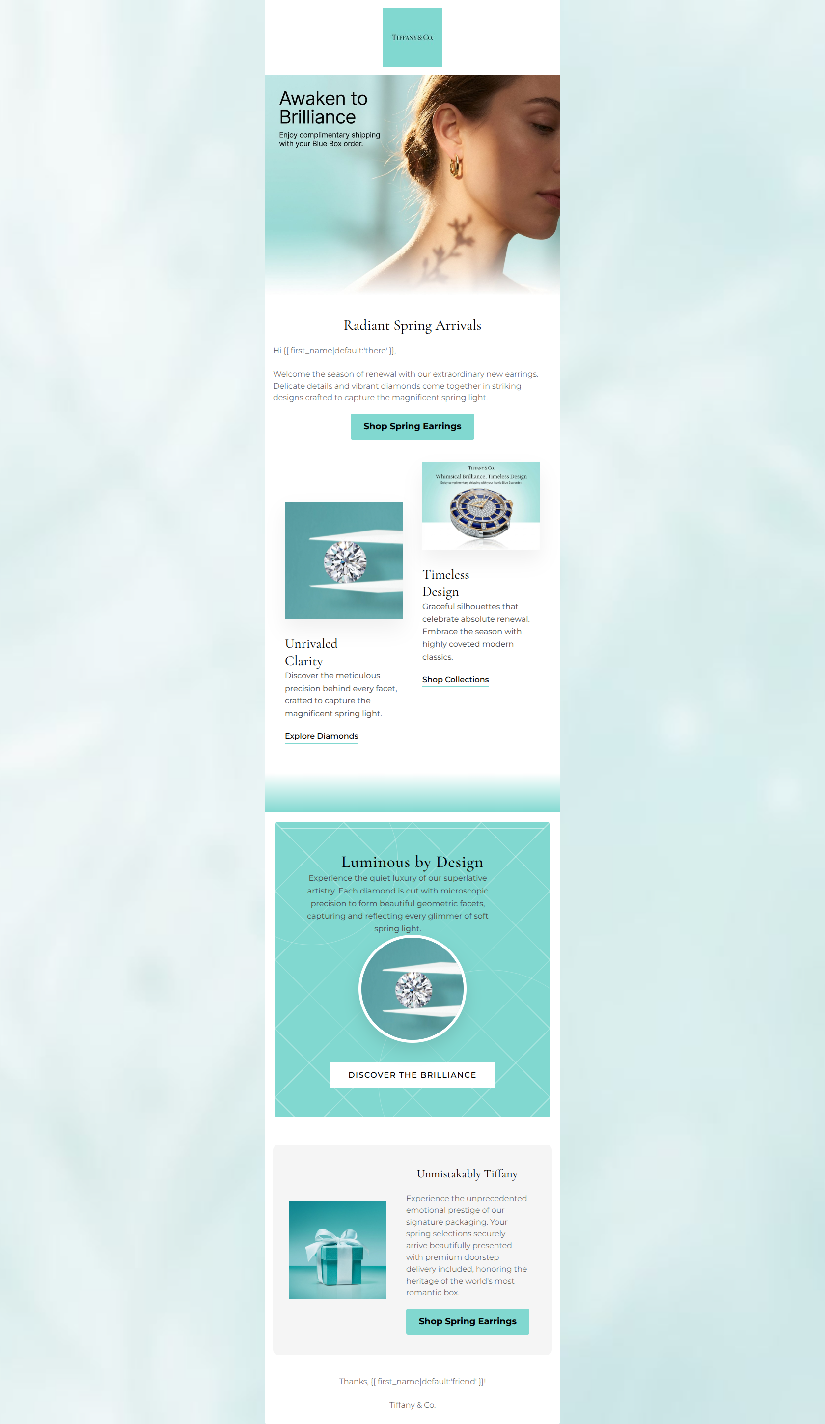 Email design: A Brilliant Awakening: Discover Spring Earrings