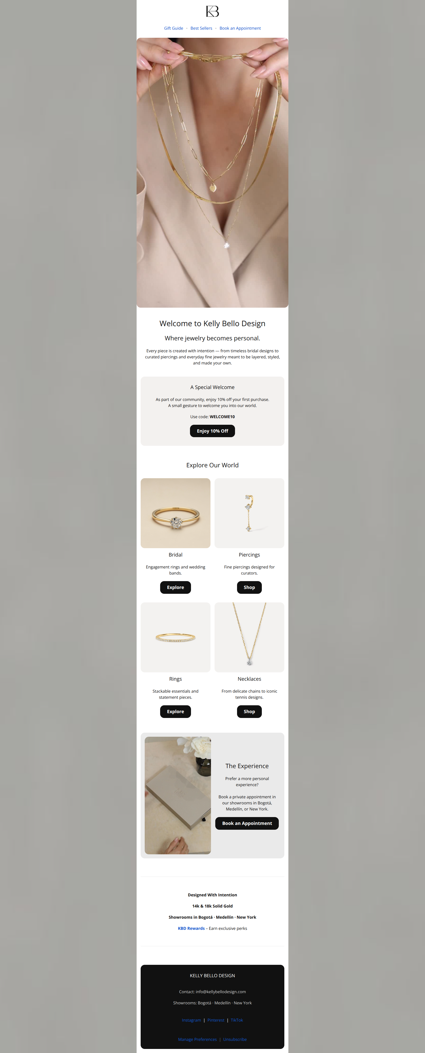 Email design: Welcome to Kelly Bello Design