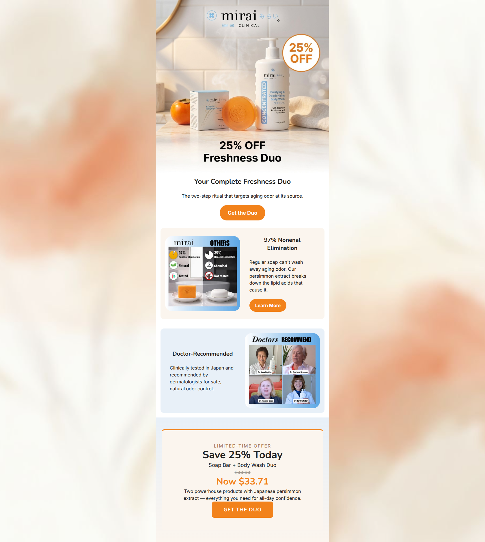 Email design: Your two-step freshness ritual, now 25% off