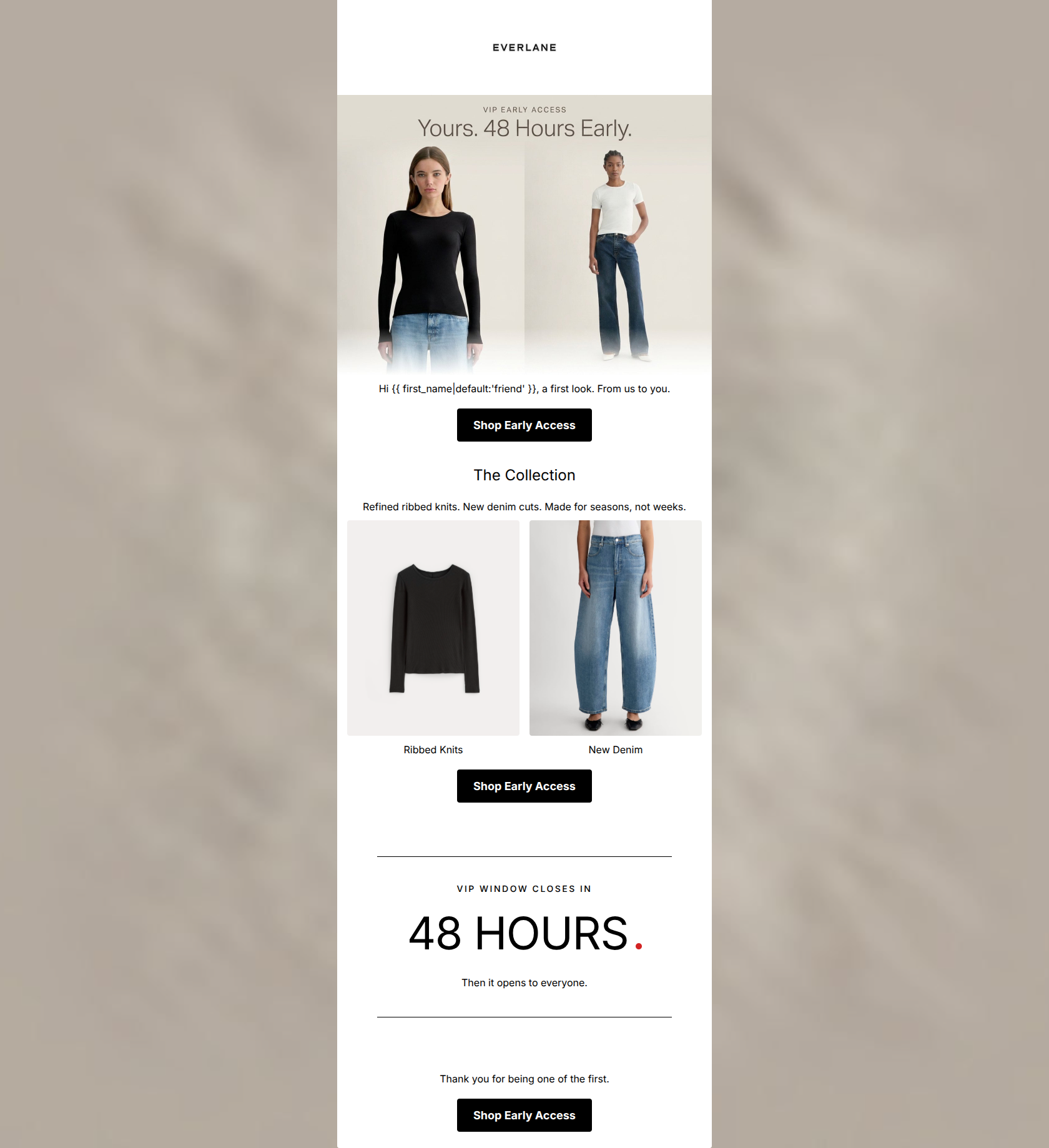 Email design: Early access: The new collection
