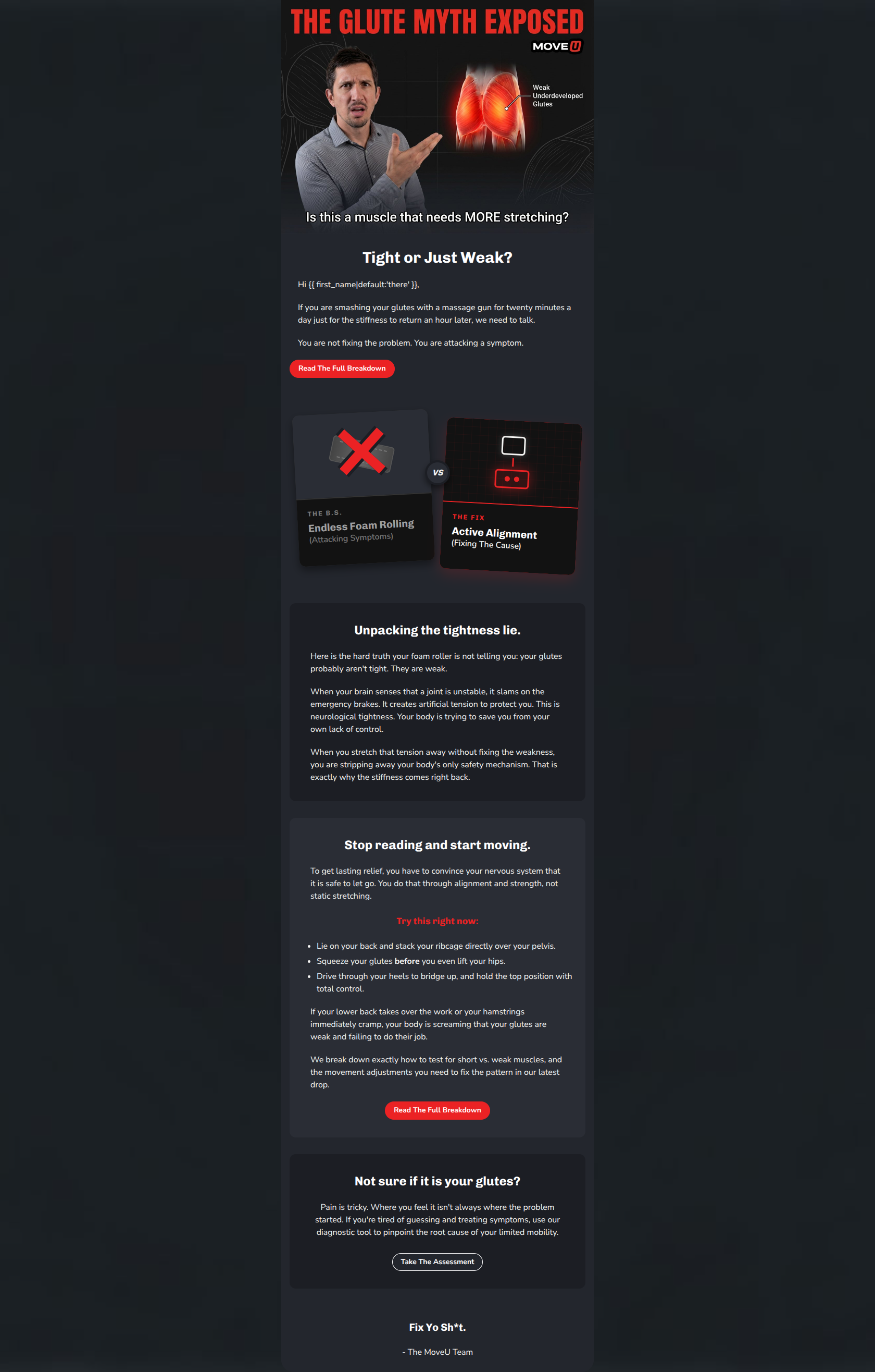 Email design: So... your glutes feel tight.
