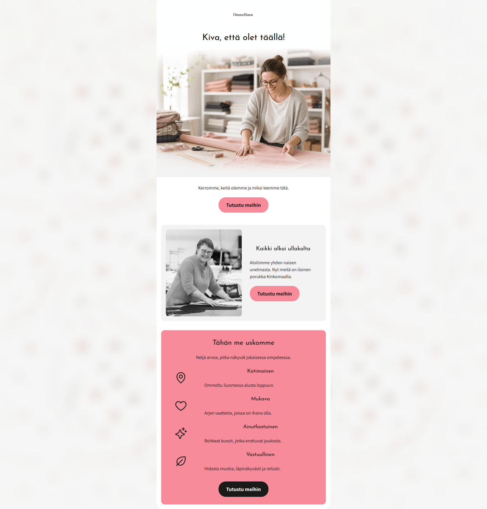 Email design: Tervetuloa Ommellisen porukkaan! ๐