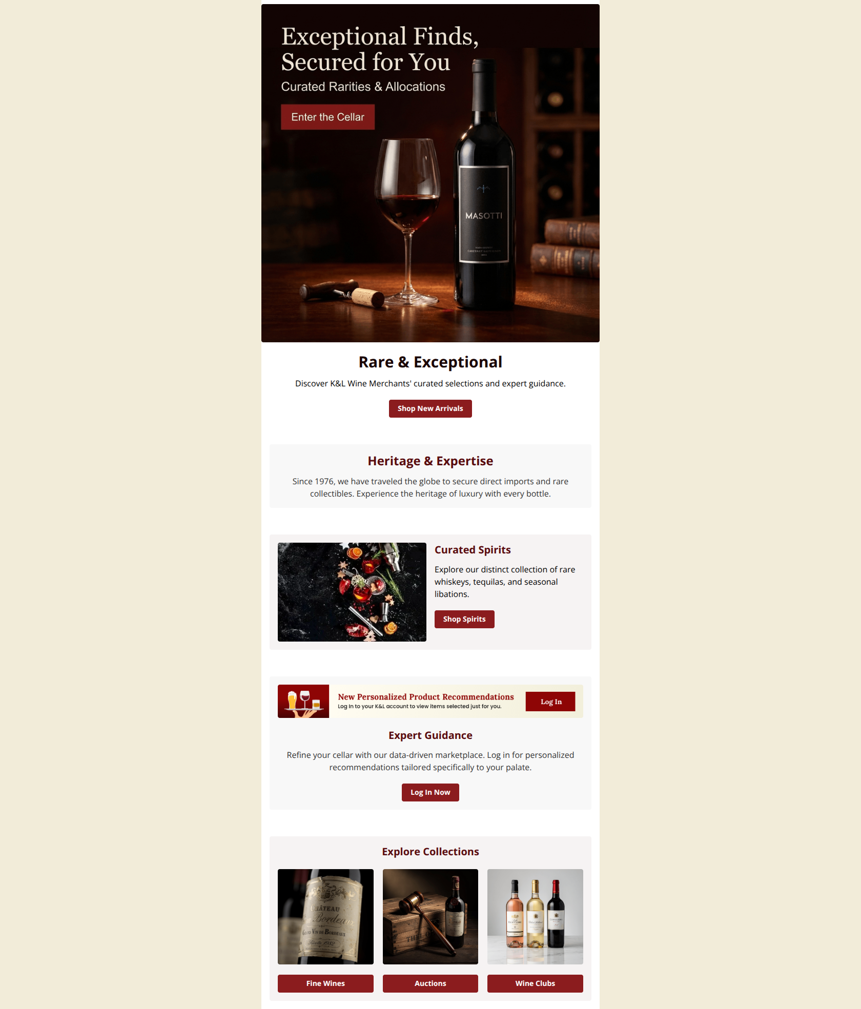Email design: Rare Wines Await You