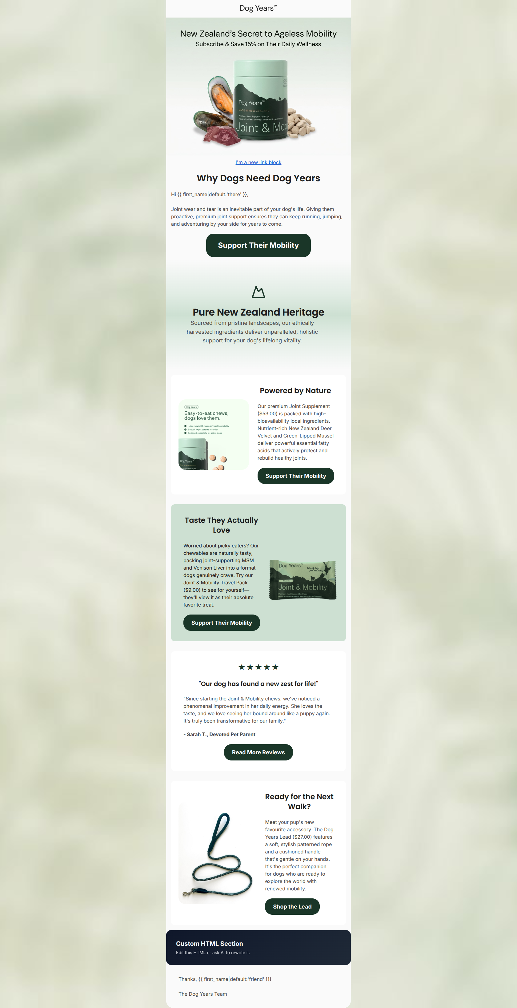 Email design: The secret to your dog's active lifestyle (Clone)